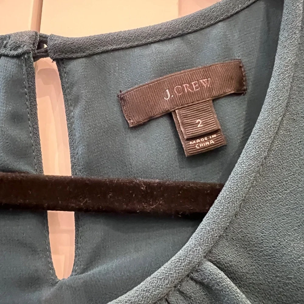 J. Crew Cap Sleeve Crepe Dress | Size 0 | Teal - Picture 2 of 2